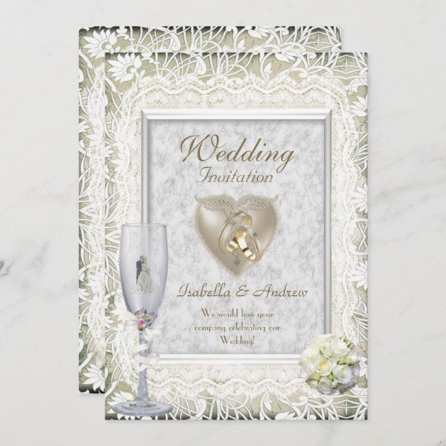 Elegante Wedding Invites Einladung (Vorne/Hinten)