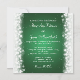 Elegante Wedding Magic Sparkle Green Einladung