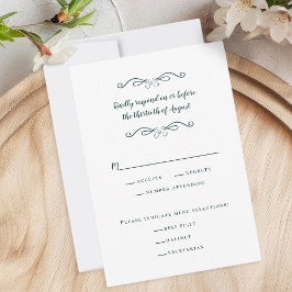 Elegante Wedding Meal Classic Emerald Green Chic RSVP Karte