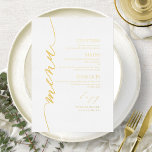 Elegante Wedding Menu Card Moderne Kalligraphie Folieneinladung<br><div class="desc">Moderne goldene Kalligrafiekarte für Platte. Einfach mit Ihren Daten personalisieren. Bitte kontaktieren Sie mich per Chat,  wenn Sie Fragen zum Kunstwerk haben oder eine Anpassung benötigen. Karo der Auflistung für weitere Elemente. BITTE BEACHTEN SIE: Für Hilfe bei Bestellungen,  Versand,  Produktinformationen usw. wenden Sie sich direkt an den Zazzle Kundenservice.</div>