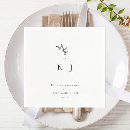 Elegante Wedding Minimal Simple Monogram Serviette