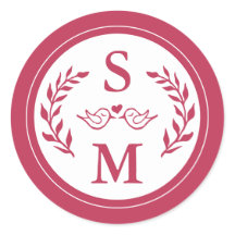 Elegante Wedding Modern Monogram Magneta Red Favor