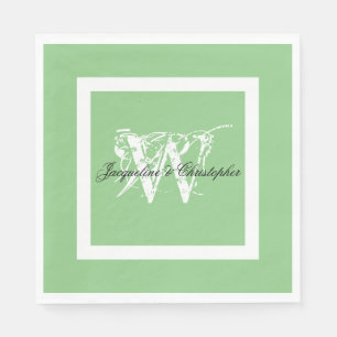 Elegante Wedding Monogram Name Chic Soft Mint Gree Serviette
