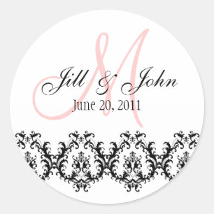 Elegante Wedding Monogram Save the Date Aufkleber