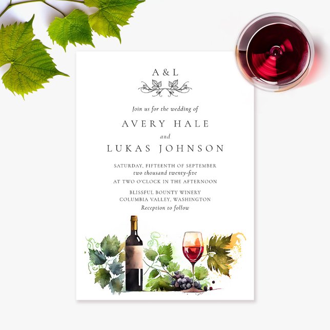 Elegante Wedding Monogram Weinkellerei Einladung (Von Creator hochgeladen)