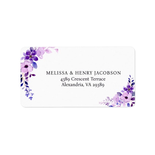 Elegante Wedding Pink Blue Lila Address Label Adressaufkleber (Vorne)