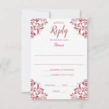 Elegante Wedding Response Card | Nadine (rot)