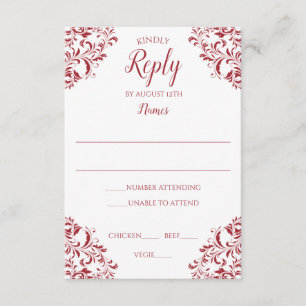 Elegante Wedding Response Card Nadine (rot) Einladung