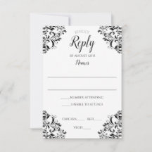 Elegante Wedding Response Card | Nadine (schwarz)