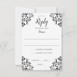 Elegante Wedding Response Card | Nadine (schwarz) Einladung