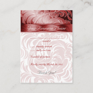 Elegante Wedding Response Cards Blumenleaf Rot Begleitkarte