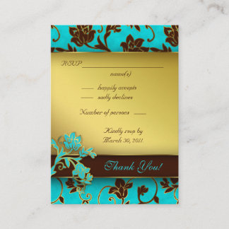 Elegante Wedding Response Cards Gold Floral BB Begleitkarte