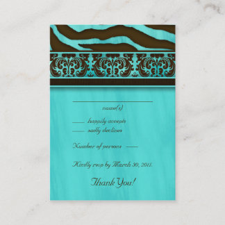 Elegante Wedding Response Cards Zebra Damask BB Begleitkarte