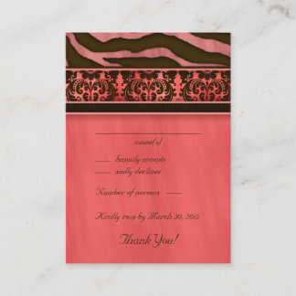 Elegante Wedding Response Cards Zebra Damask CB Begleitkarte