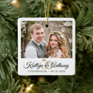 Elegante Wedding Rings 2 Foto Gedenkstein White Keramikornament