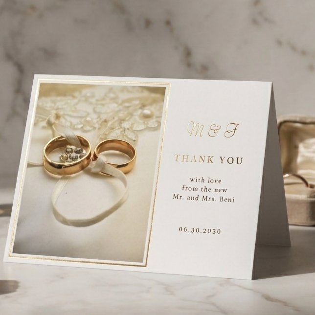 Elegante Wedding Rings Dankeschön Card Dankeskarte (Von Creator hochgeladen)