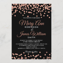 Elegante Wedding Rose Gold Glitzer Confetti Black