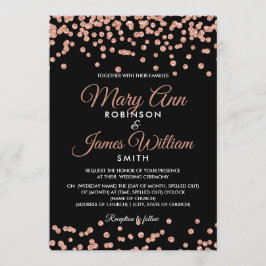 Elegante Wedding Rose Gold Glitzer Confetti Black Einladung