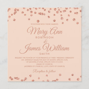 Elegante Wedding Rose Gold Glitzer Confetti Blush Einladung