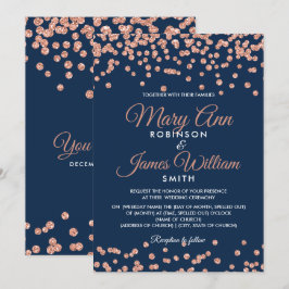 Elegante Wedding Rose Gold Glitzer Confetti Einladung