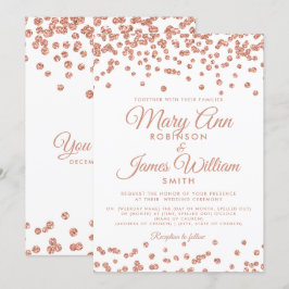 Elegante Wedding Rose Gold Glitzer Confetti White Einladung