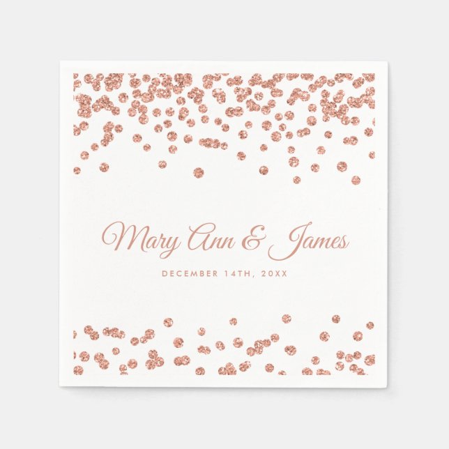 Elegante Wedding Rose Gold Glitzer Confetti White Serviette (Vorderseite)