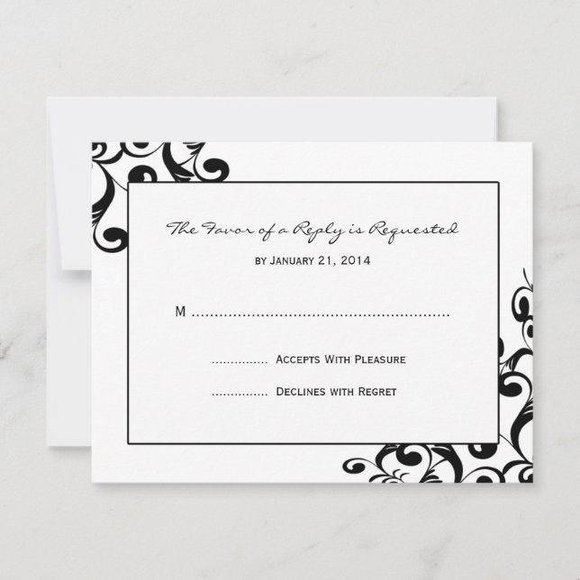 Elegante Wedding RSVP Cards Karte (Vorderseite)
