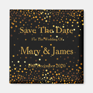 Elegante Wedding Save the Date Gold Glitzer Sparkl Magnet