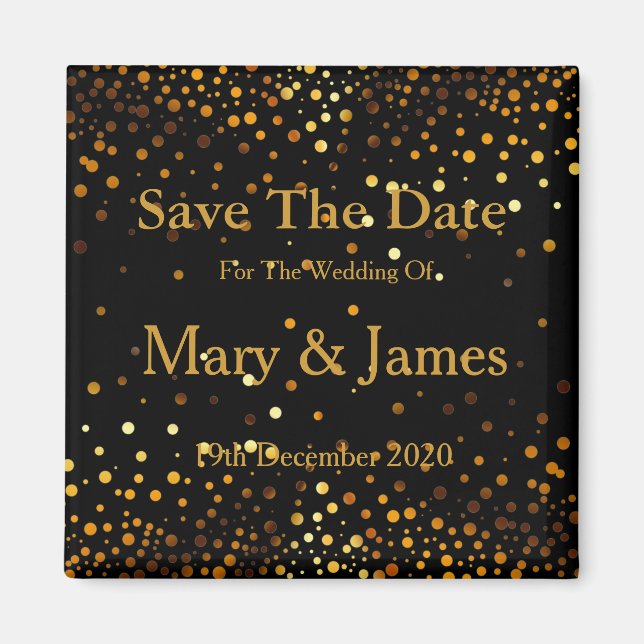 Elegante Wedding Save the Date Gold Glitzer Sparkl Magnet (Vorne)