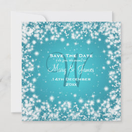 Elegante Wedding Save the Date Winter Sparkle Blue