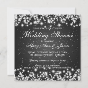 Elegante Wedding Shower Winter Sparkle Black Einladung