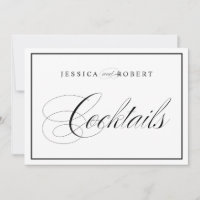Elegante Wedding Sign Cocktails Schwarze Grenze