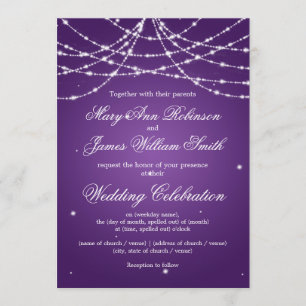 Elegante Wedding Sparkling String Lila Einladung