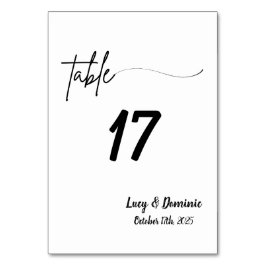 Elegante Wedding Tischnummer Card