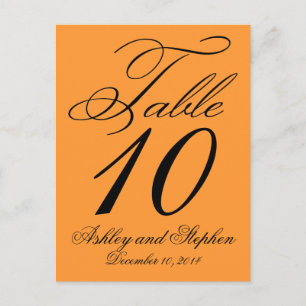 Elegante Wedding Tischnummer Cards Orange