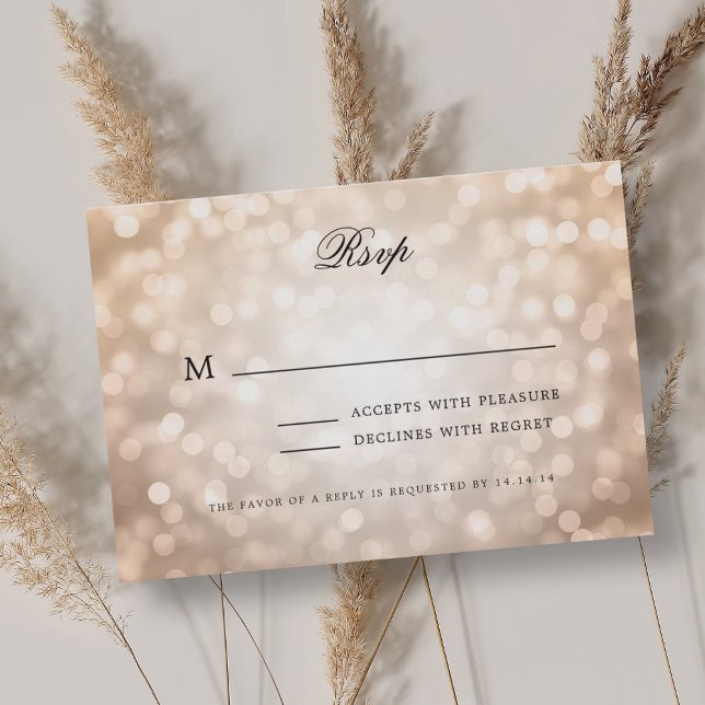 Elegante Wedding UAWG Bokeh Lights Rose Gold RSVP Karte (Elegant Wedding RSVP Bokeh Lights Rose Gold)