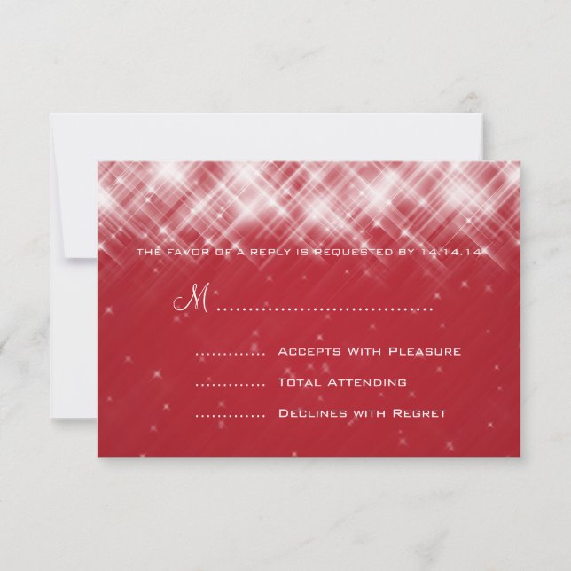 Elegante Wedding UAWG Glamour Sparks Red RSVP Karte (Vorderseite)