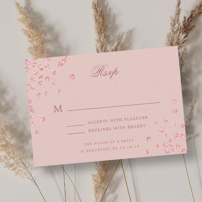 Elegante Wedding UAWG Rose Gold Blush Confetti RSVP Karte (Elegant Wedding RSVP Rose Gold Blush Confetti )