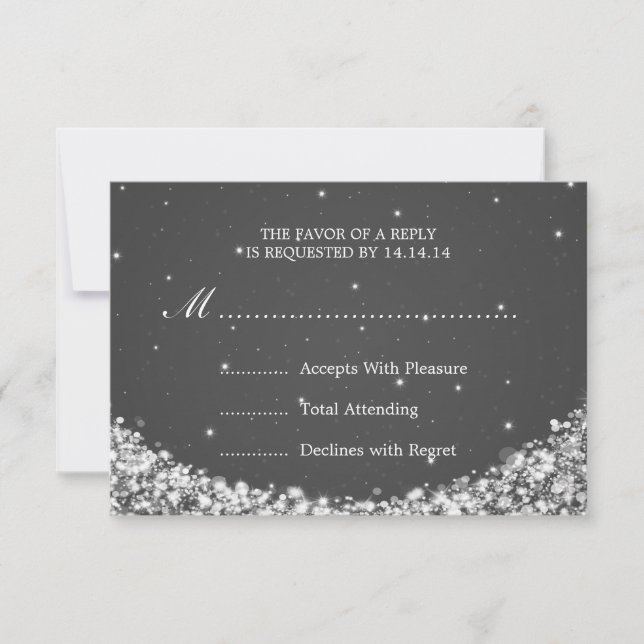 Elegante Wedding UAWG Star Sparkle Black RSVP Karte (Vorderseite)