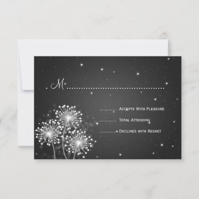 Elegante Wedding UAWG Summer Sparkle Black RSVP Karte (Vorderseite)