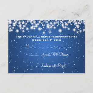 Elegante Wedding UAWG Winter Sparkle Blue RSVP Karte