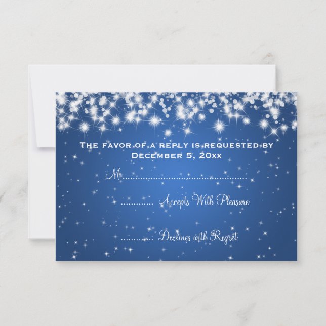 Elegante Wedding UAWG Winter Sparkle Blue RSVP Karte (Vorderseite)