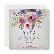Elegante Wedding Watercolor Blume RSVP Card