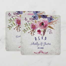 Elegante Wedding Watercolor Blume RSVP Card Einladung