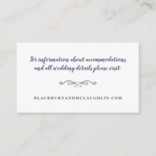 Elegante Wedding Website Blue White Moderne Classi Begleitkarte