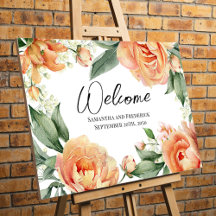 Elegante Wedding Welcome Peach Floral
