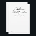 Elegante Wedding Well wünscht Ratenkarte Hinweiskarte<br><div class="desc">Diese elegante Hochzeitsgutkarte ist perfekt für eine rustikale Hochzeit. Das schlichte und stilvolle Design zeichnet sich durch klassische und extravagante Schrift-Typografie in Schwarz und Weiß aus. Diese Karten sind ideal für Hochzeiten, Brautparty, Babydusche, Graduiertenfest u.v.m. Personalisieren Sie die Karten mit den Namen der Braut und Bräutigam, den Eltern, die Sie...</div>