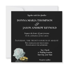 Elegante Wedding White Rose Gold Rings Black