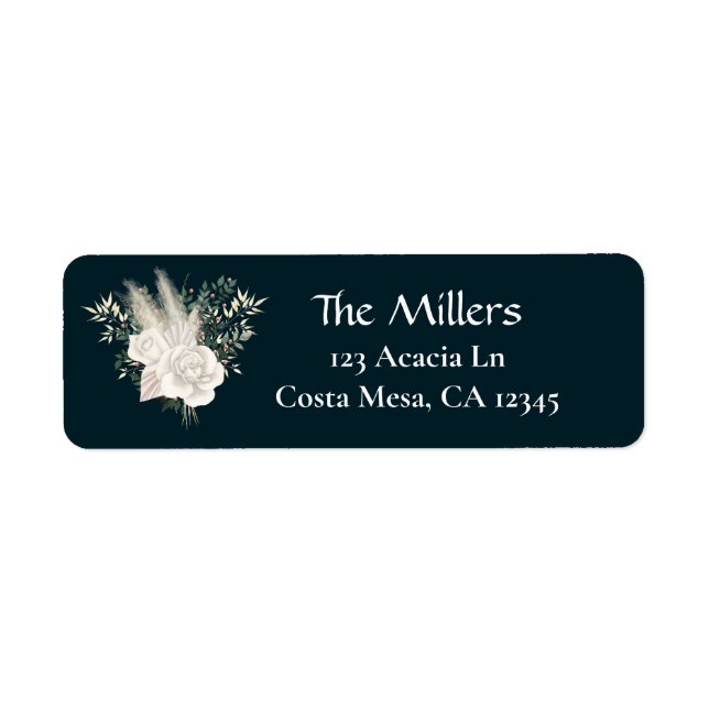 Elegante Wedding White Roses Rücksendeadresse (Vorne)