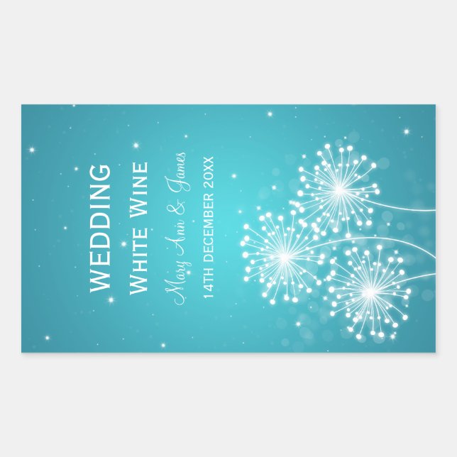Elegante Wedding Wine Label Sommer Sparkle Rechteckiger Aufkleber (Vorderseite)